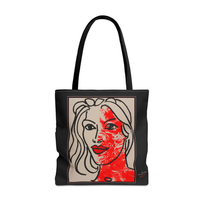 Tote Bag (AOP) - Motiv: Front Louisa & Rückseite Louisa, 37cm, Schwarz