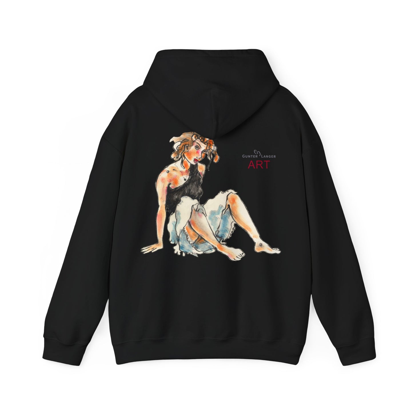 Unisex Heavy Blend™ Hooded Sweatshirt - Motiv Frontseite "Rosa", H 28 cm & Rückseite "Rosa", H 34 cm