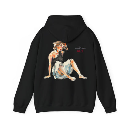 Unisex Heavy Blend™ Hooded Sweatshirt - Motiv Frontseite "Rosa", H 28 cm & Rückseite "Rosa", H 34 cm