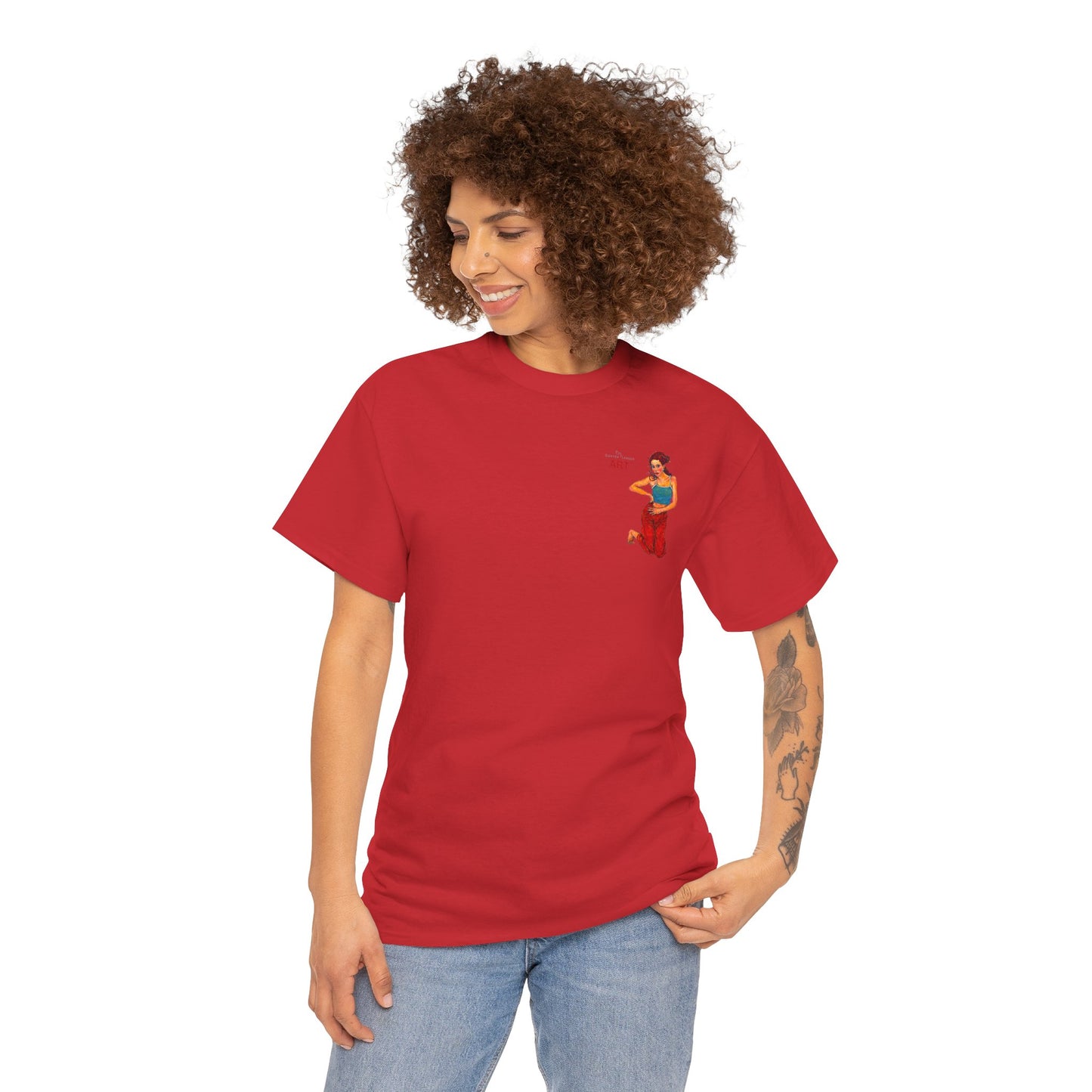 Unisex Heavy Cotton Tee - Motiv: Front, Lea, H 13cm, Neck Label