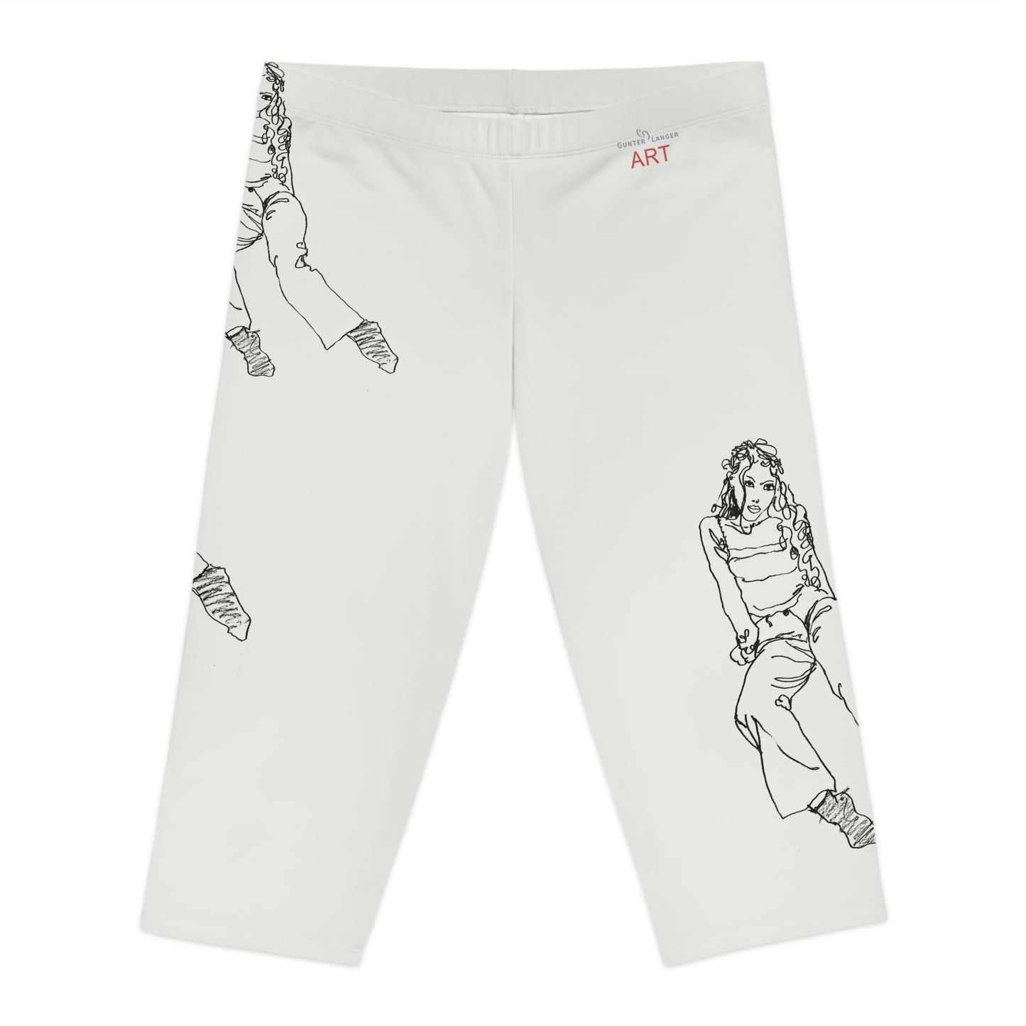 Women's Capri Leggings (AOP) - Motiv: Jonna, graugrün