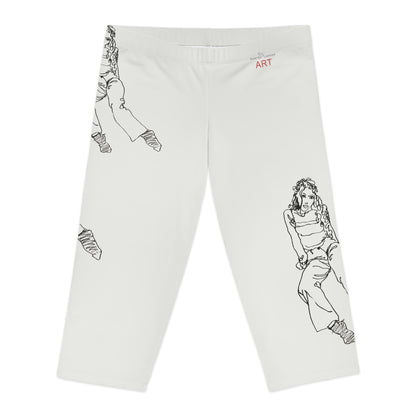 Women's Capri Leggings (AOP) - Motiv: Jonna, graugrün