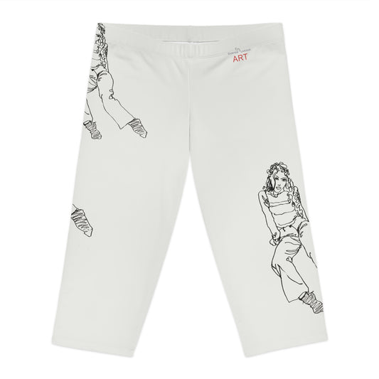 Women's Capri Leggings (AOP) - Motiv: Jonna, graugrün