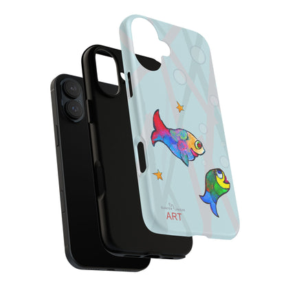 Tough Cases - iPhone - Motiv: "Fische", Mikado blau