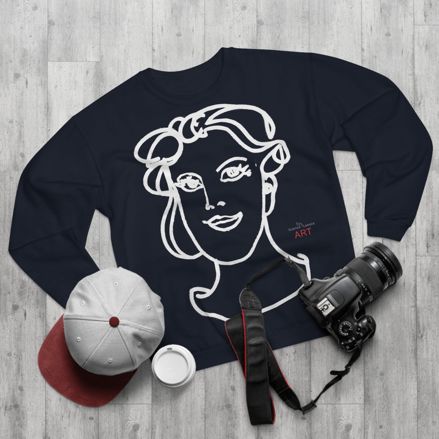 Unisex Crew Neck Sweatshirt (EU) - Motiv: Front Gia & Rückseite Gia (weiß)