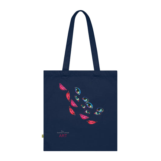 Organic Cotton Tote Bag - Motiv: Augen, einseitig bedruckt,