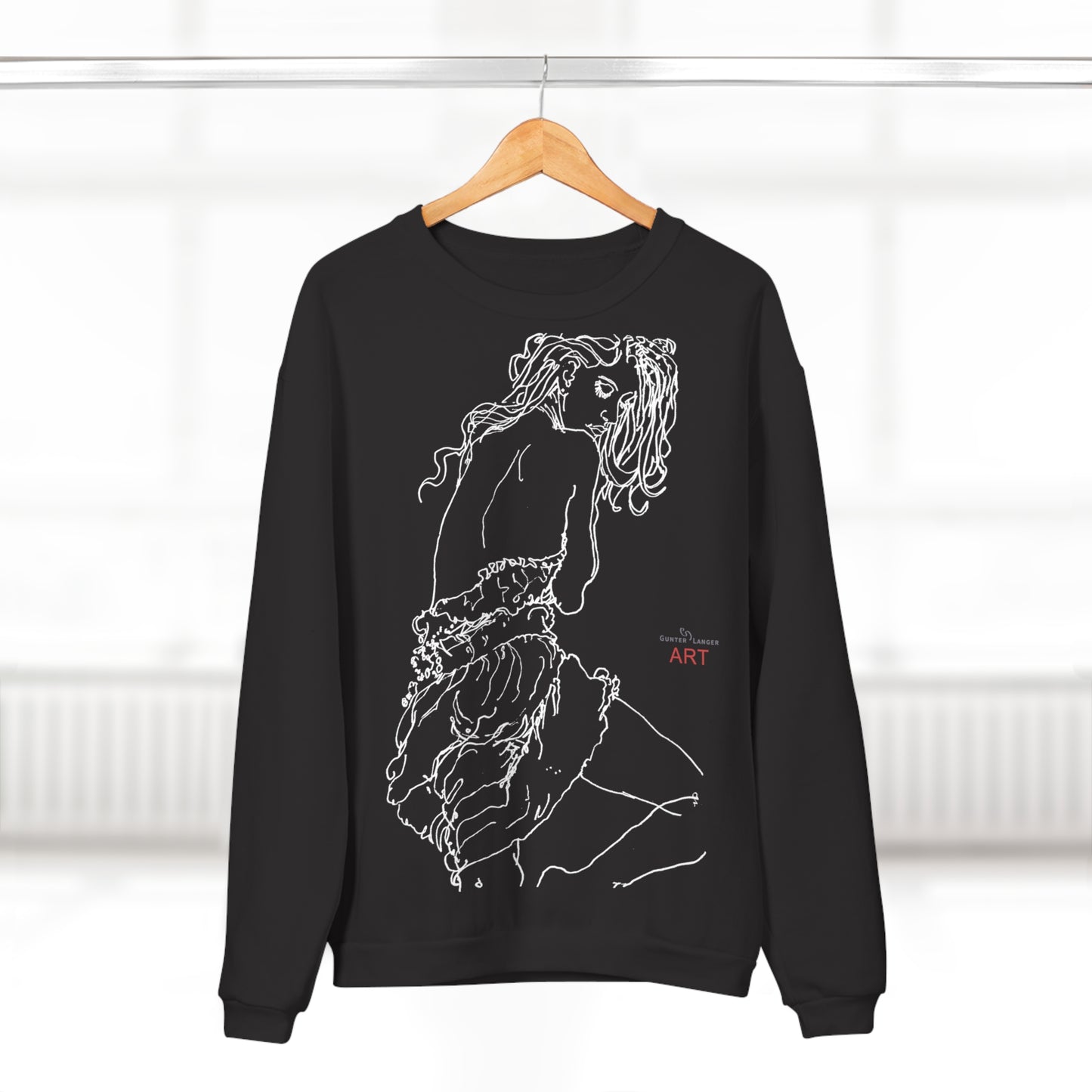 Unisex Crew Neck Sweatshirt (EU) - Motiv: Front Giselle, H 49 cm & Rückseite Giselle,  H 49 cm (weiß)