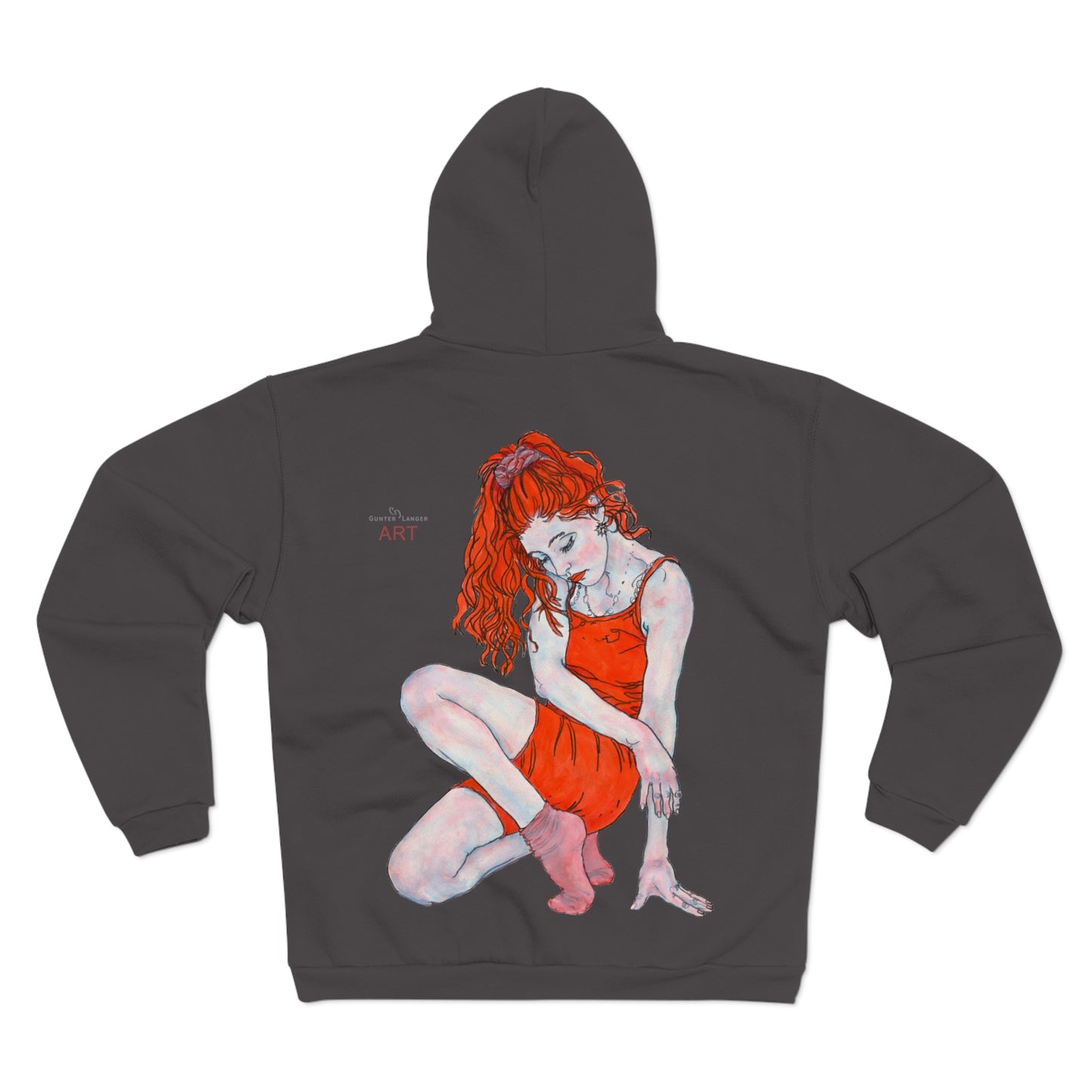Unisex Hooded Zip Sweatshirt - Motiv: Front Julia (Ausschnitt) & Rückseite Julia