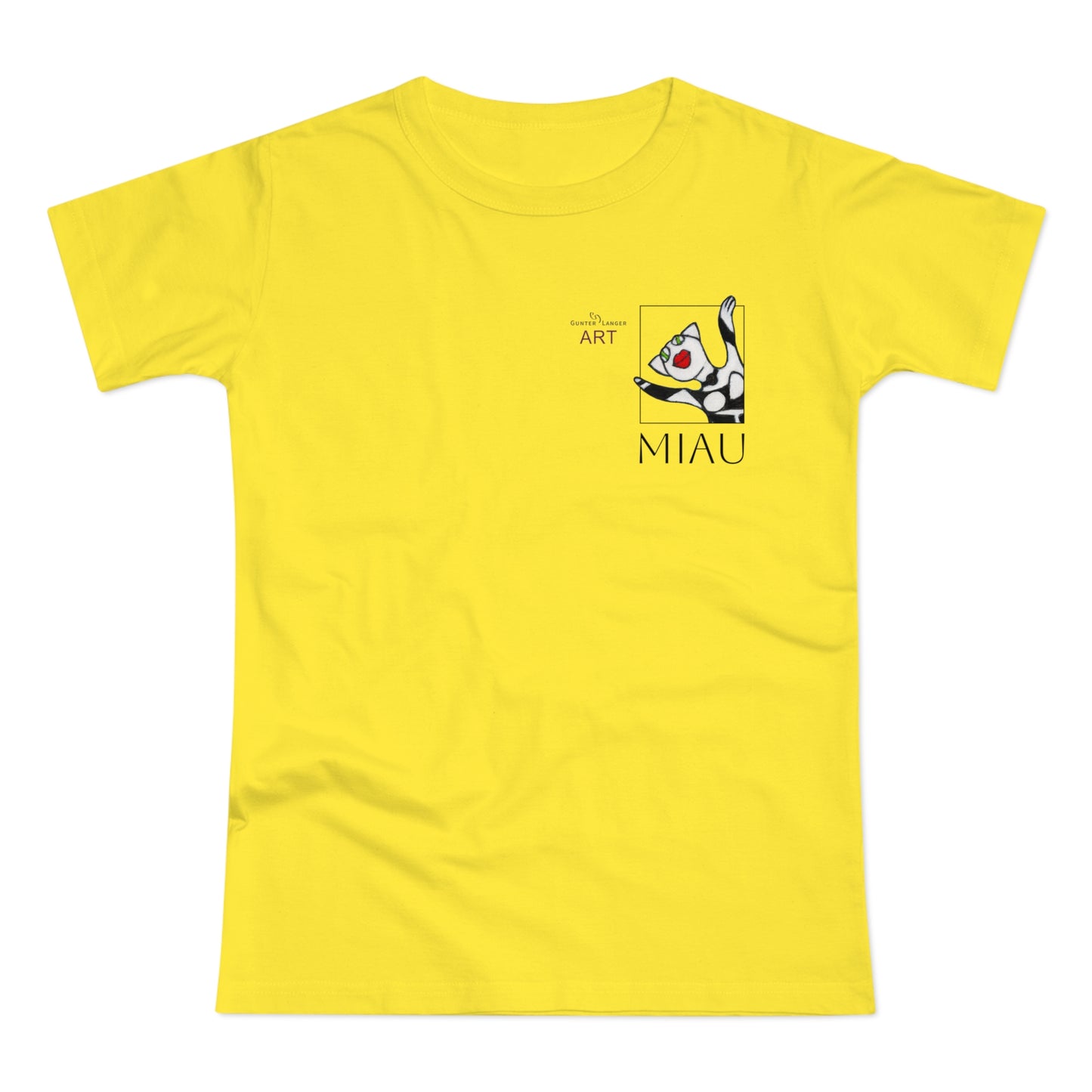 Single Jersey Women's T-shirt - hell - Motiv: Miau, H 9,7 cm