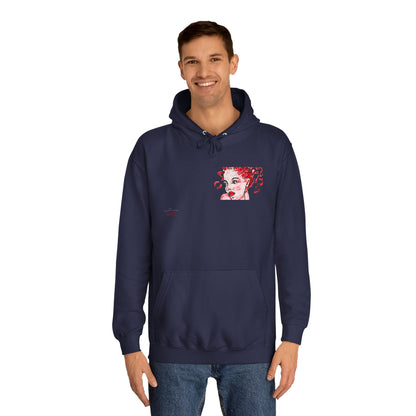 Unisex College Hoodie -  Motiv: Front Mila H 10,5 cm (Ausschnitt) & Rückseite Mila H 49 cm