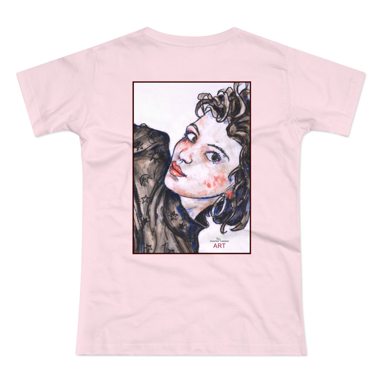 Single Jersey Women's T-shirt - hell - Motiv: Front Annette, H 20 cm & Rückseite Annette, H 35,56 cm