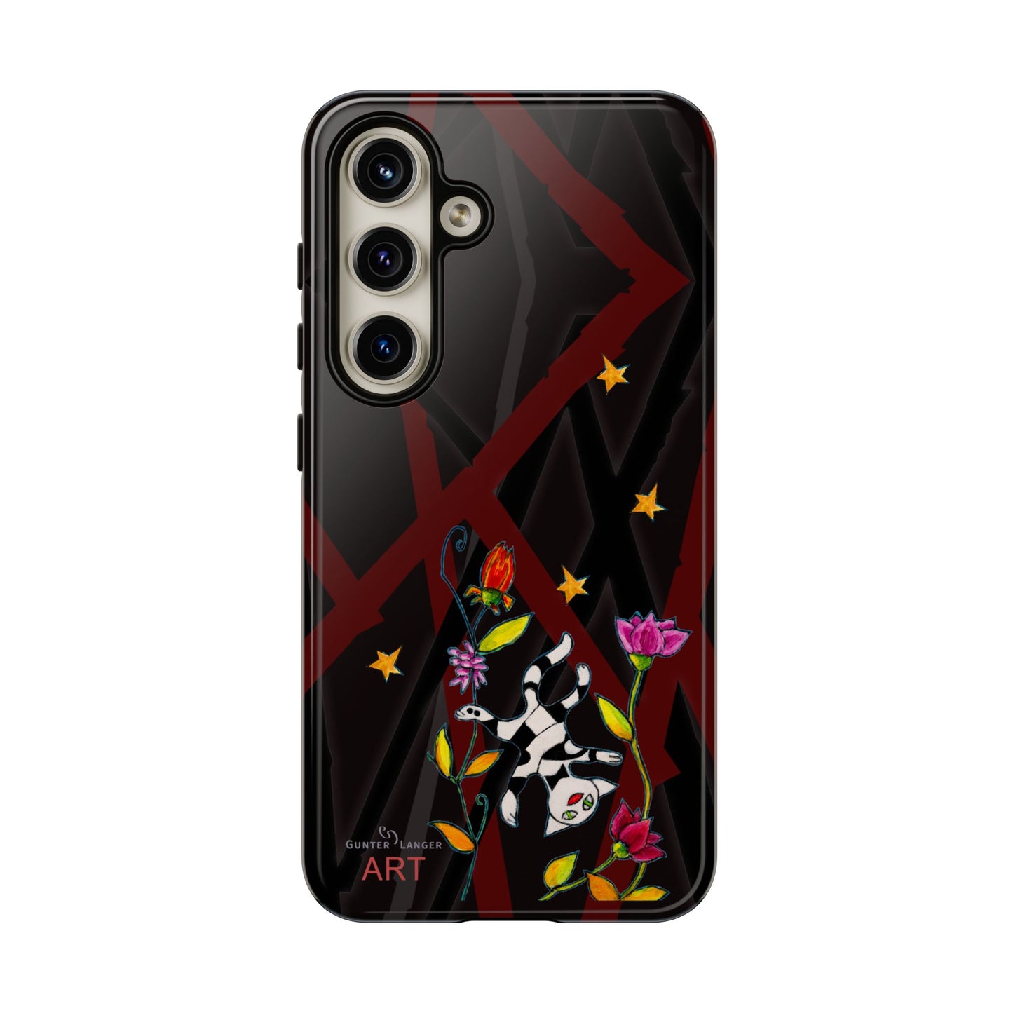 Tough Cases - Google Pixel - Samsung Galaxy - Motiv: Katze schwebt und Ranken, H 7,73 cm, Mikado3