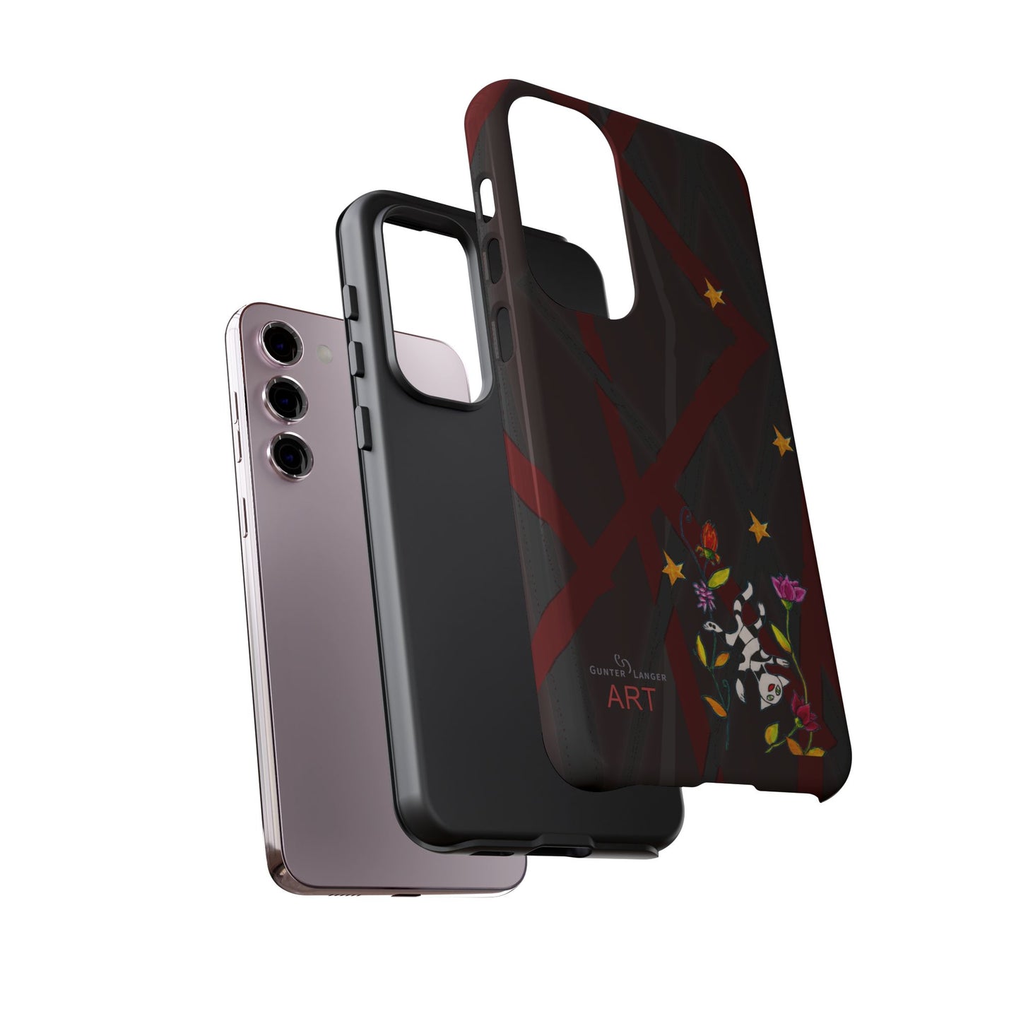 Tough Cases - Google Pixel - Samsung Galaxy - Motiv: Katze schwebt und Ranken, H 5,26 cm, Mikado3