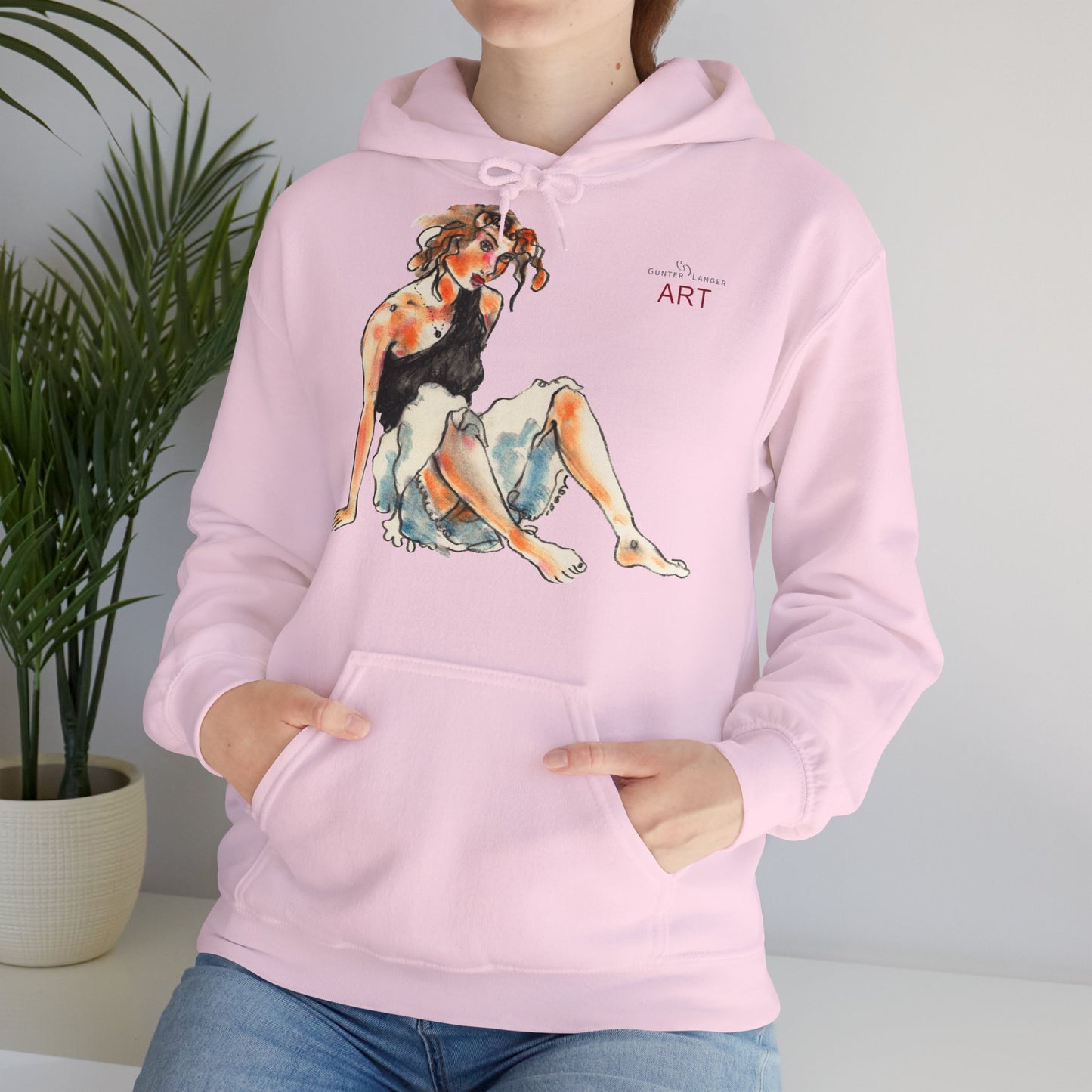 Unisex Heavy Blend™ Hooded Sweatshirt - Motiv Frontseite "Rosa", H 28 cm & Rückseite "Rosa", H 34 cm