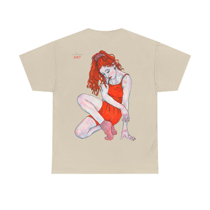 Unisex Heavy Cotton Tee - Motiv:  Front Julia, H25 cm & Rückseite Julia, H 49 cm