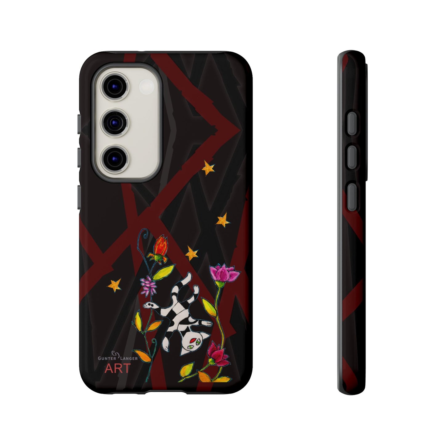 Tough Cases - Google Pixel - Samsung Galaxy - Motiv: Katze schwebt und Ranken, H 7,73 cm, Mikado3