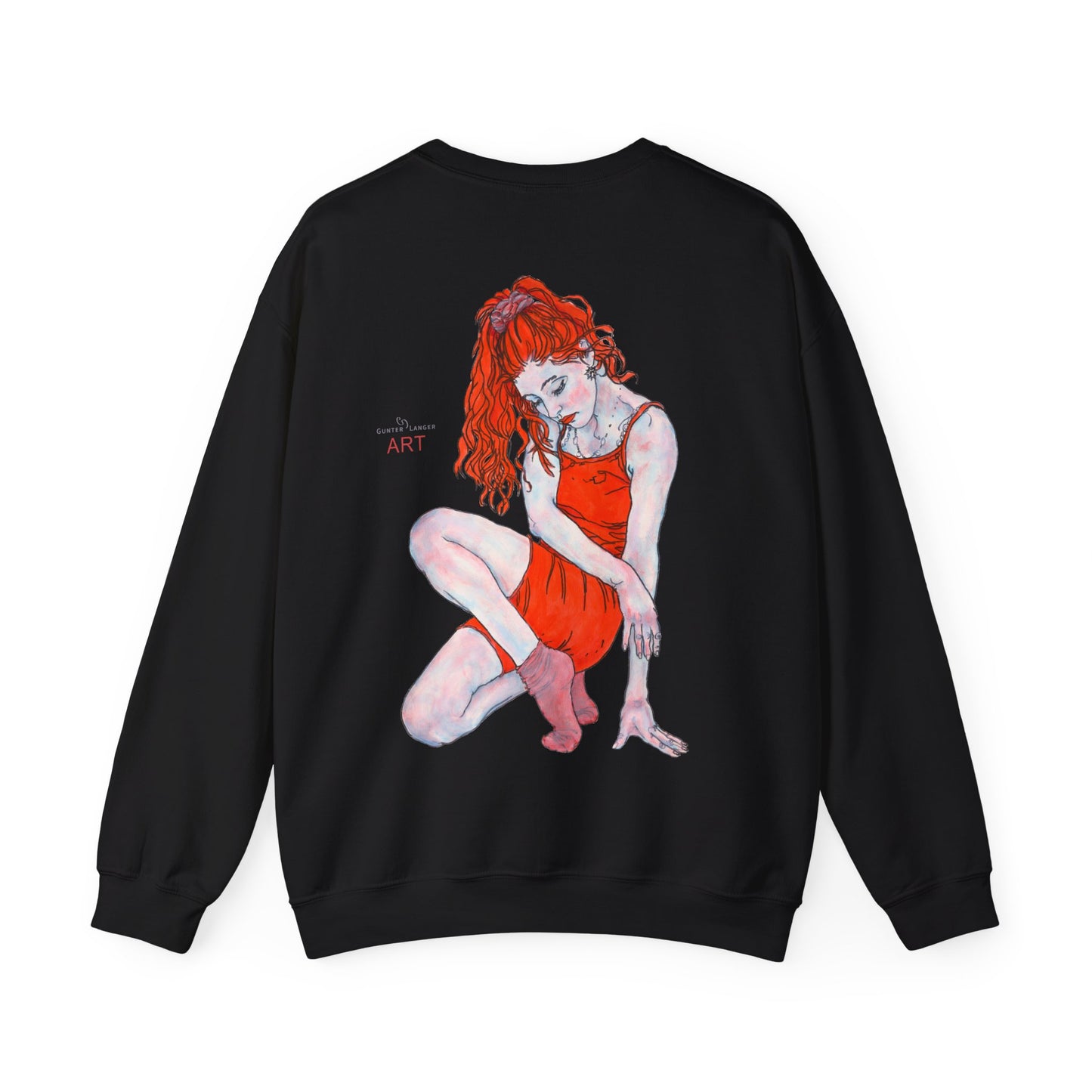 Unisex Heavy Blend™ Crewneck Sweatshirt - Motiv: Front Julia (Ausschnitt, 21,5 cm) & Rückseite Julia, H 43 cm