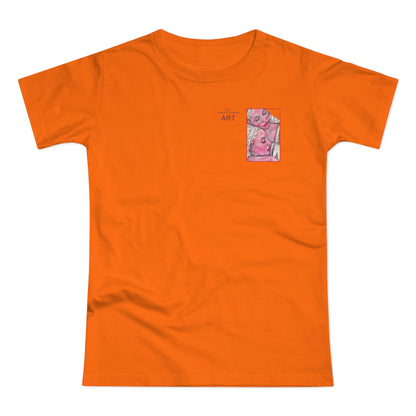 Single Jersey Women's T-shirt - hell - Motiv: Zuflucht, Ausschnitt, H 10 cm