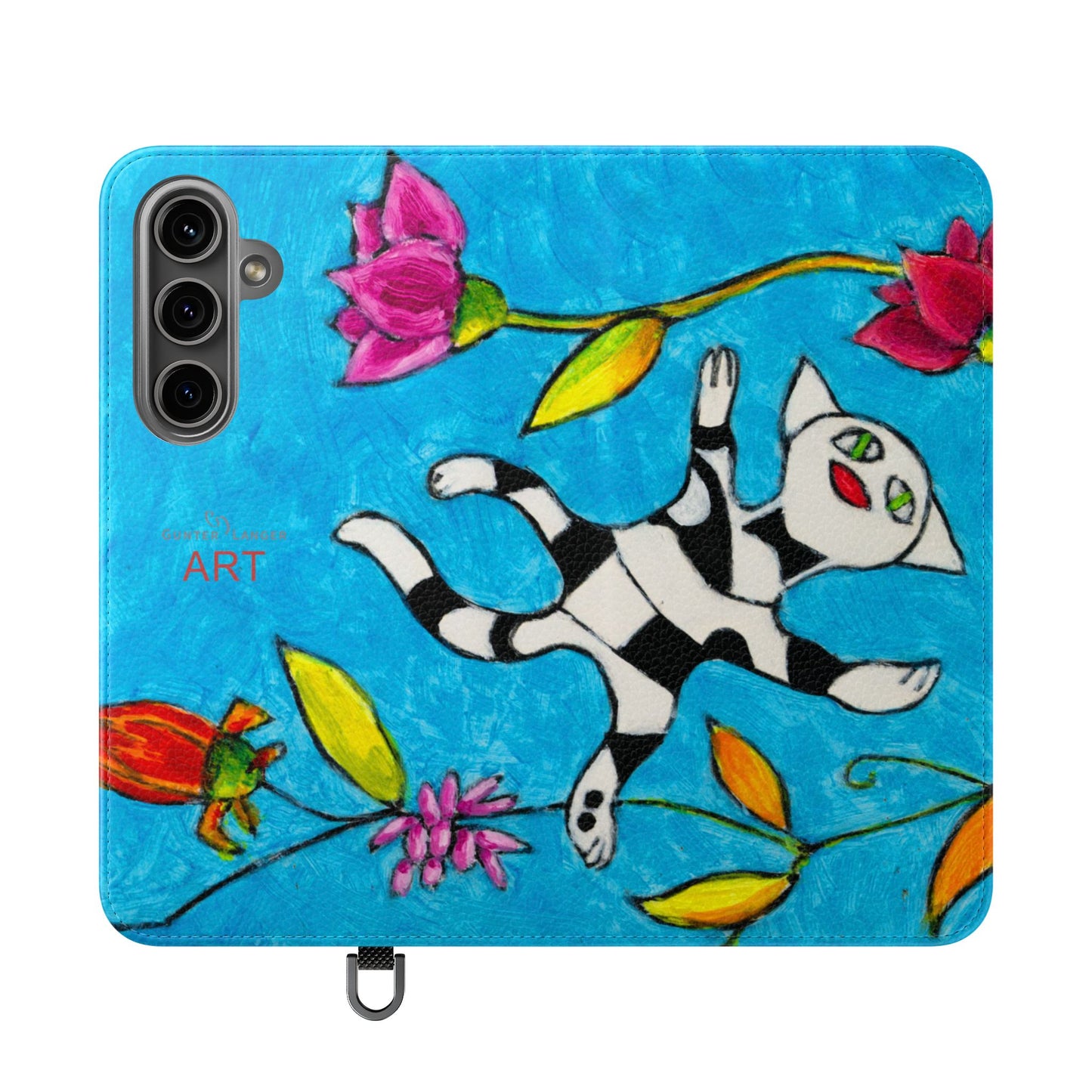 Flip Cases - Motiv: Gescheckte Katze schwebt