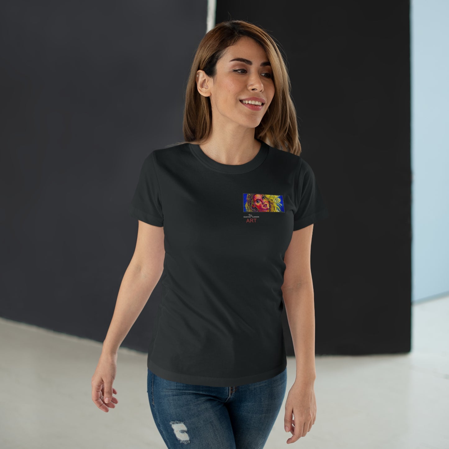 Single Jersey Women's T-shirt - dunkel - Motiv: Mascha, H 5 cm