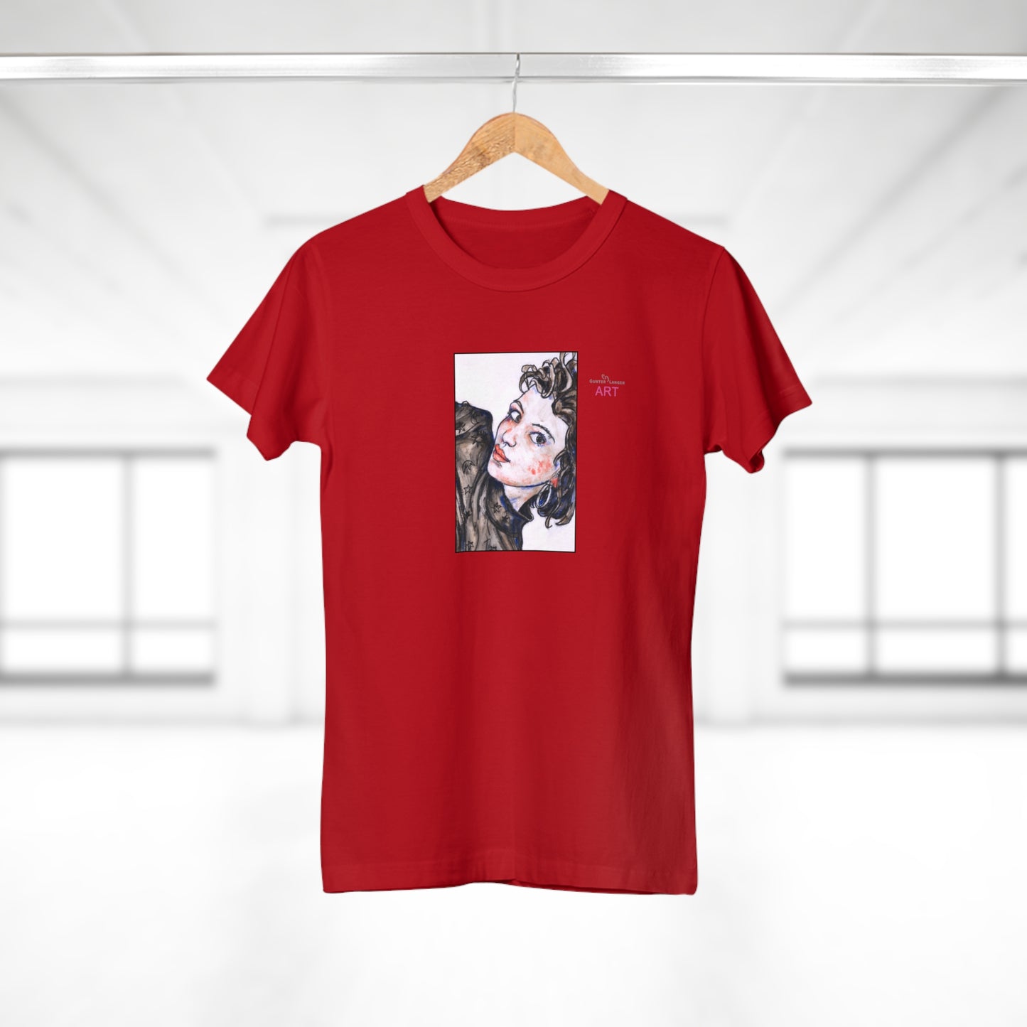 Single Jersey Women's T-shirt - dunkel - Motiv: Front Annette, H 20 cm & Rückseite Annette, H 35,56 cm