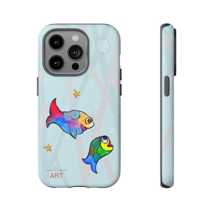 Tough Cases - iPhone - Motiv: "Fische", Mikado blau