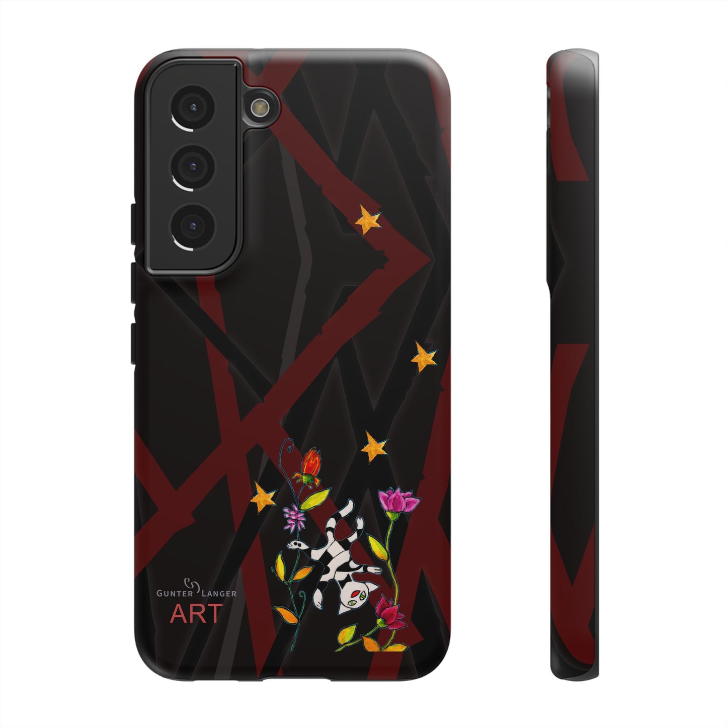 Tough Cases - Google Pixel - Samsung Galaxy - Motiv: Katze schwebt und Ranken, H 5,26 cm, Mikado3