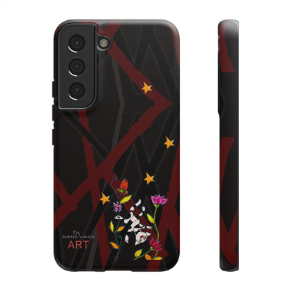 Tough Cases - Google Pixel - Samsung Galaxy - Motiv: Katze schwebt und Ranken, H 5,26 cm, Mikado3