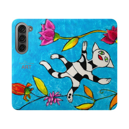 Flip Cases - Motiv: Gescheckte Katze schwebt