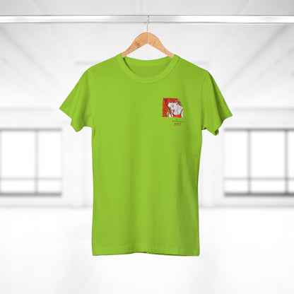 Single Jersey Women's T-shirt - hell - Motiv:  Front Julia, Ausschnitt 6,7 cm & Rückseite Julia, H 37 cm