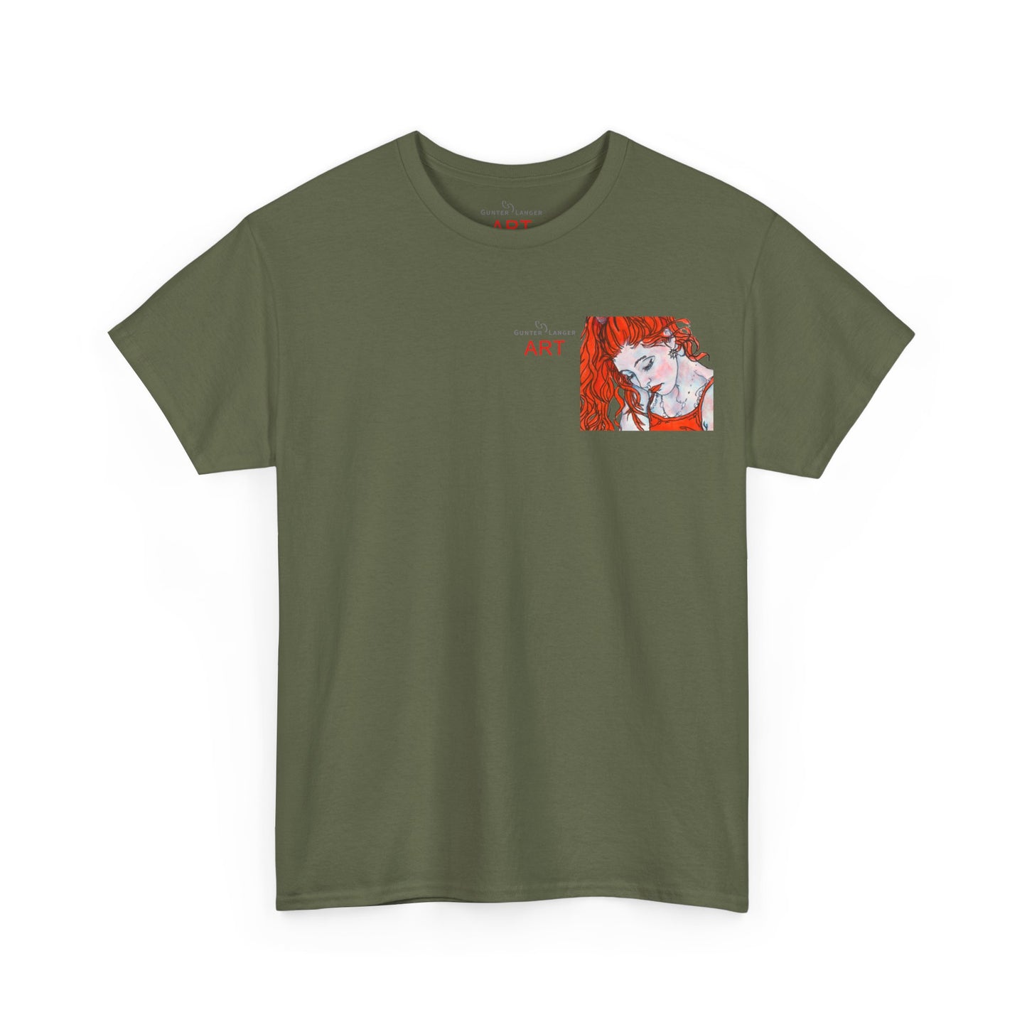 Unisex Heavy Cotton Tee - Motiv:  Front Julia, Ausschnitt & Rückseite Julia, H 49 cm, Aura, N-Label