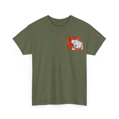 Unisex Heavy Cotton Tee - Motiv:  Front Julia, Ausschnitt & Rückseite Julia, H 49 cm, Aura, N-Label