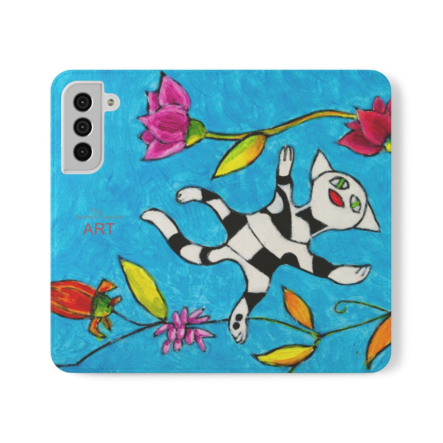 Flip Cases - Motiv: Gescheckte Katze schwebt