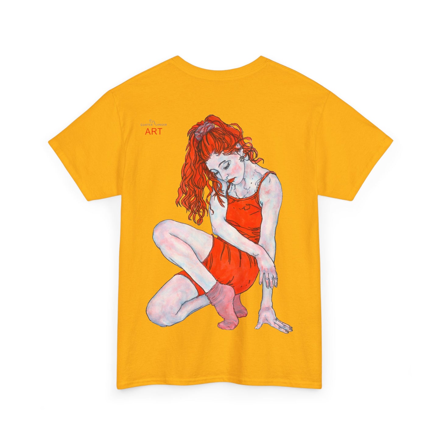 Unisex Heavy Cotton Tee - Motiv:  Front Julia, H25 cm & Rückseite Julia, H 49 cm