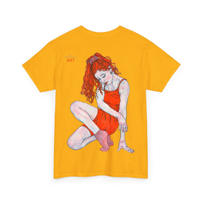 Unisex Heavy Cotton Tee - Motiv:  Front Julia, H25 cm & Rückseite Julia, H 49 cm