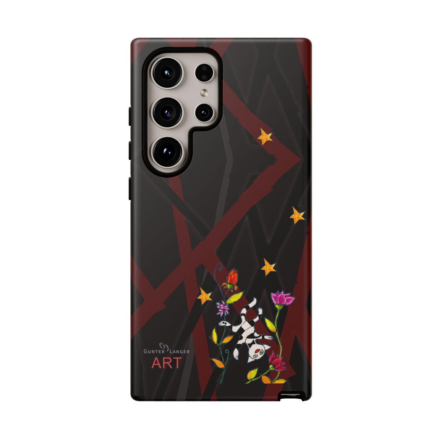 Tough Cases - Google Pixel - Samsung Galaxy - Motiv: Katze schwebt und Ranken, H 5,26 cm, Mikado3
