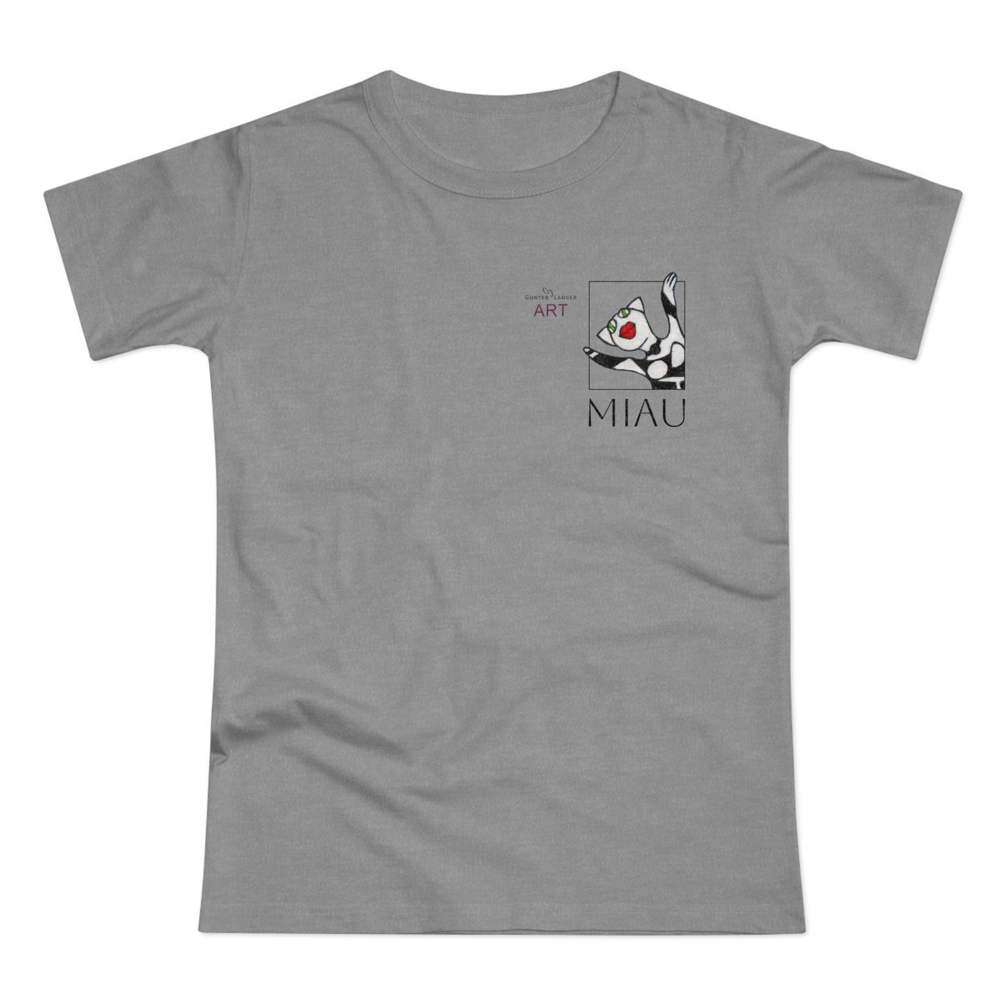 Single Jersey Women's T-shirt - hell - Motiv: Miau, H 9,7 cm