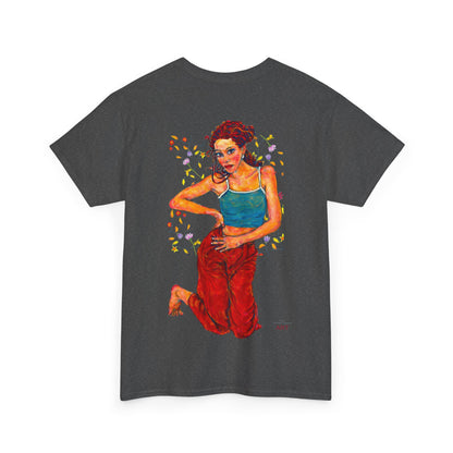 Unisex Heavy Cotton Tee - Motiv: Front, Lea, Ranken, H 13cm & Rückseite, Lea, Ranken, H 40,45 cm, Neck Label