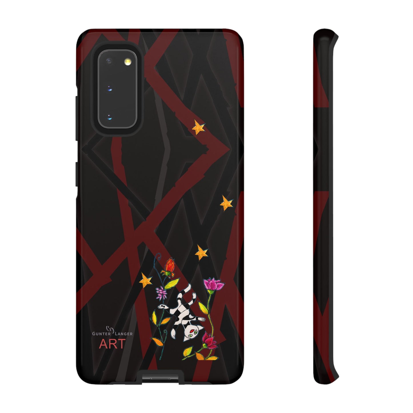 Tough Cases - Google Pixel - Samsung Galaxy - Motiv: Katze schwebt und Ranken, H 5,26 cm, Mikado3