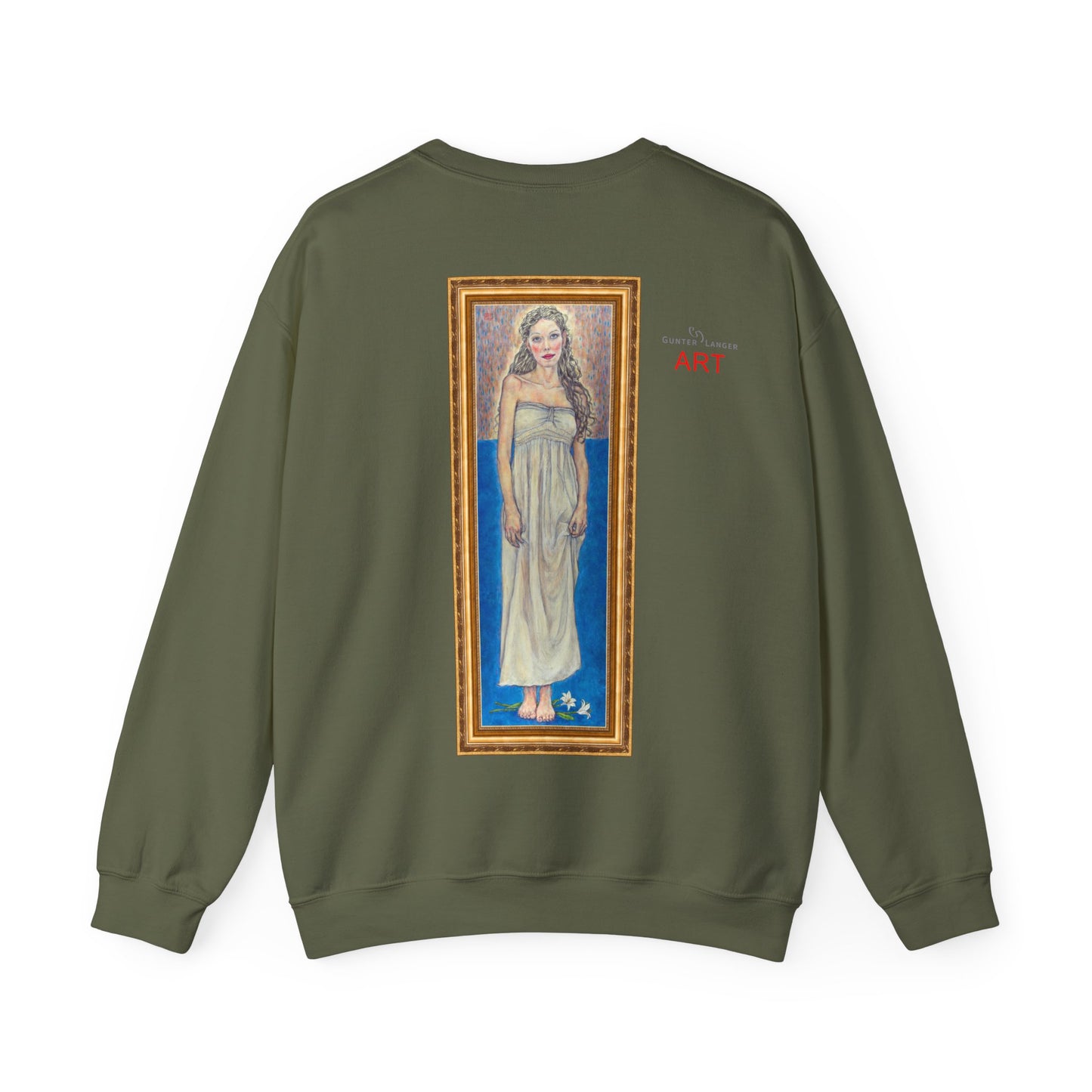 Unisex Heavy Blend™ Crewneck Sweatshirt - Motiv:  Front Marie (halb, gerahmt) & Rückseite Marie (gerahmt)