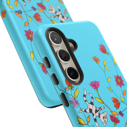 Tough Cases - Google Pixel - Samsung Galaxy - Motiv: Karierte Katzen, blau