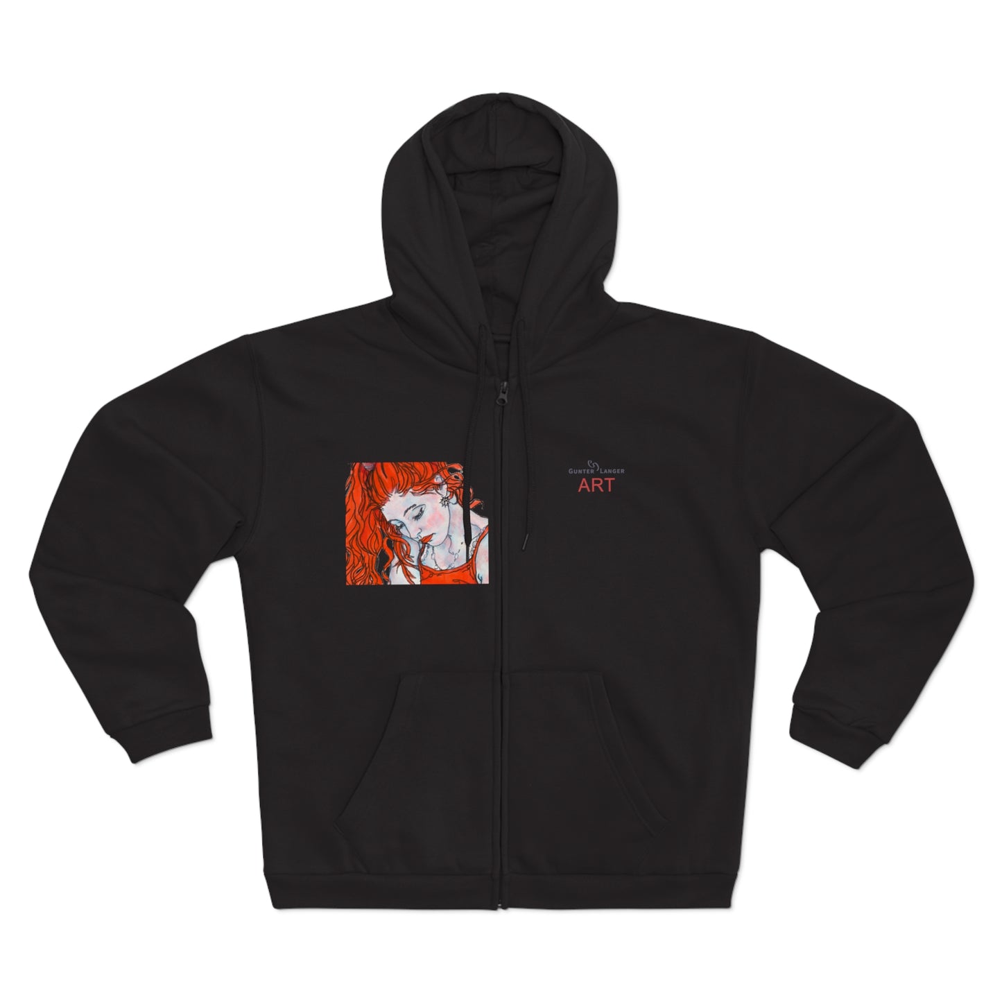 Unisex Hooded Zip Sweatshirt - Motiv: Front Julia (Ausschnitt) & Rückseite Julia