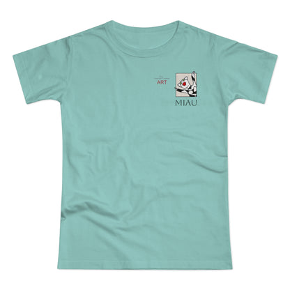 Single Jersey Women's T-shirt - hell - Motiv: Miau, H 7 cm