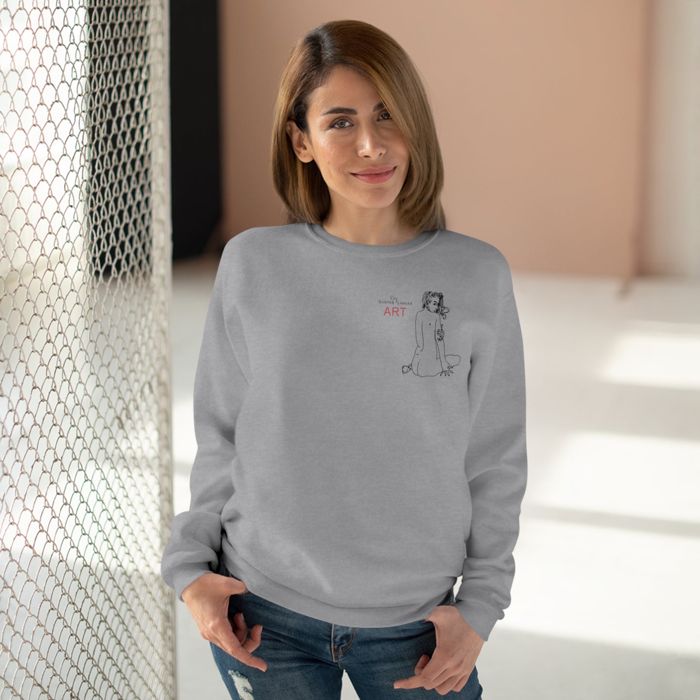 Unisex Crew Neck Sweatshirt (EU) - Motiv: Front Emilia H 13,6 cm & Rückseite Emilia H 48 cm
