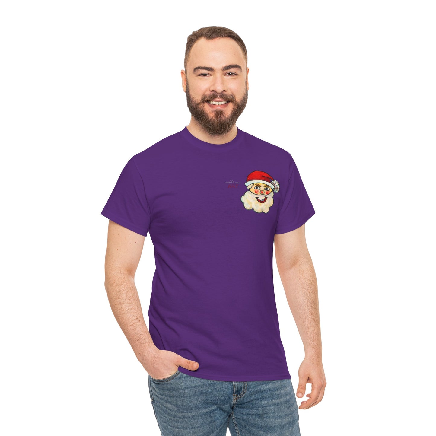 Unisex Heavy Cotton Tee - Motiv: Weihnachtsmann, H 13 cm