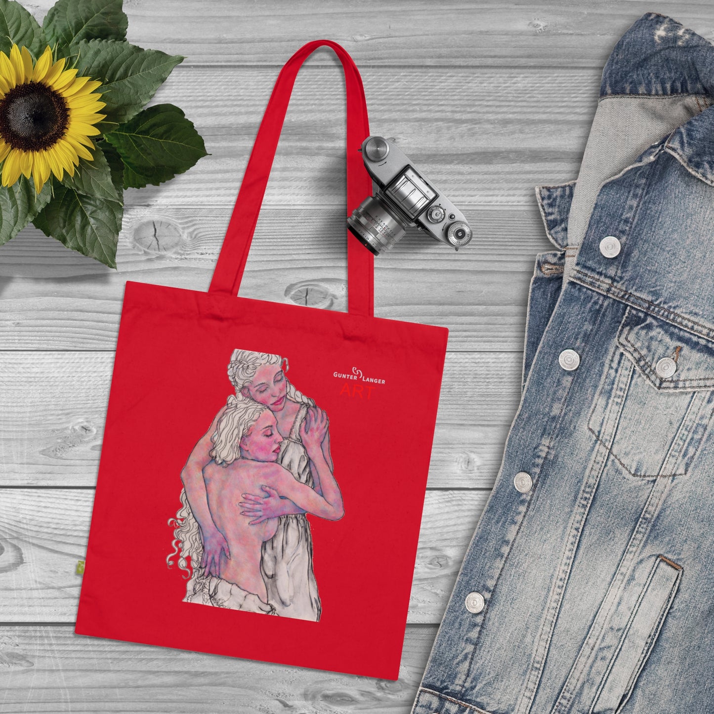 Organic Cotton Tote Bag - Motiv: Zuflucht & Hanna (violett), zweiseitig bedruckt