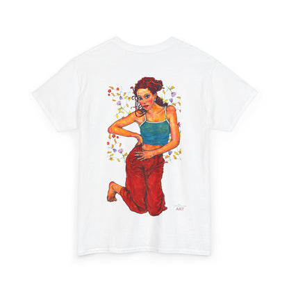 Unisex Heavy Cotton Tee - Motiv: Front, Lea, Ranken, H 13cm & Rückseite, Lea, Ranken, H 40,45 cm, Neck Label