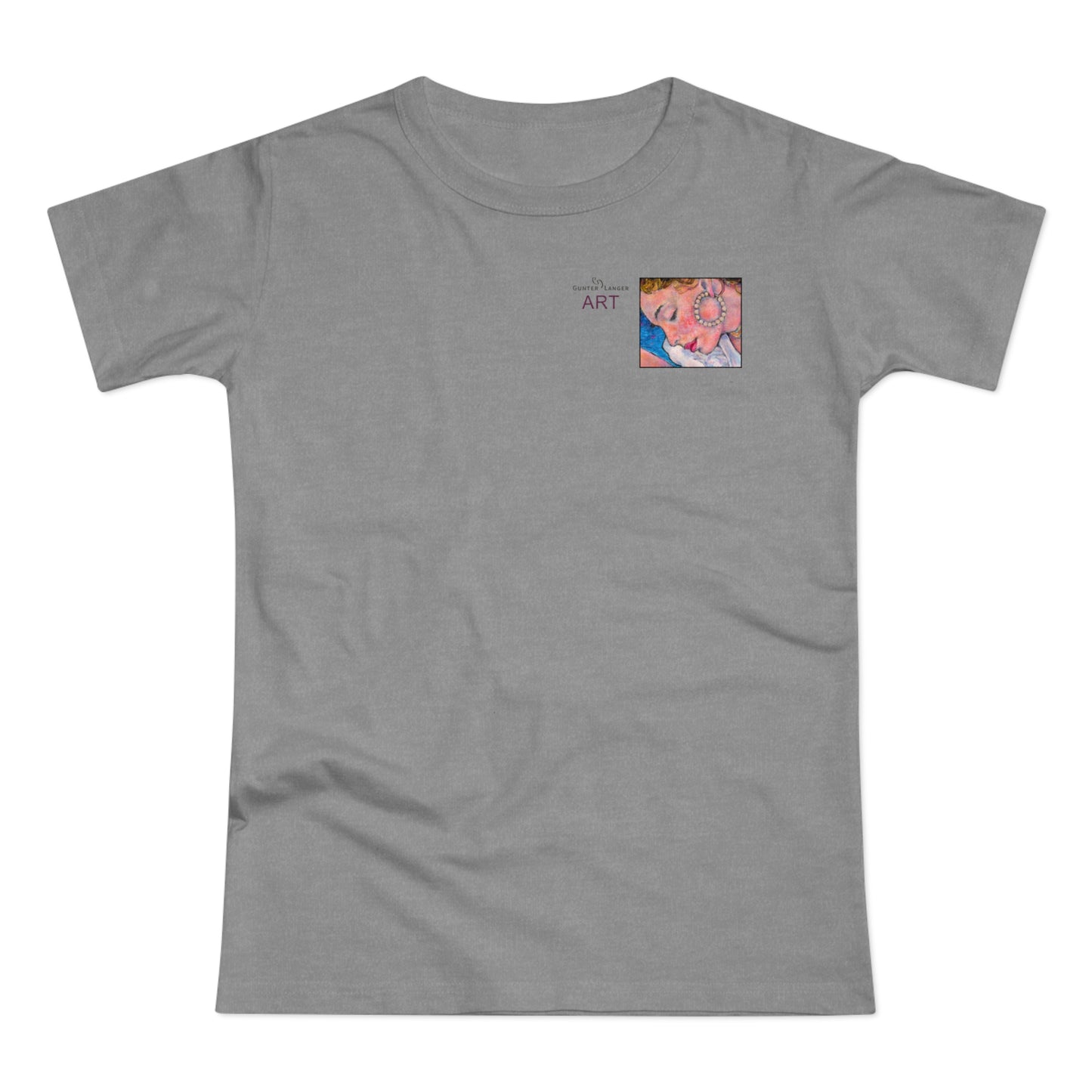 Single Jersey Women's T-shirt - hell - Motiv: Alva, Ausschnitt, H 6,5 cm