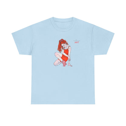 Unisex Heavy Cotton Tee - Motiv:  Front Julia, H25 cm & Rückseite Julia, H 49 cm