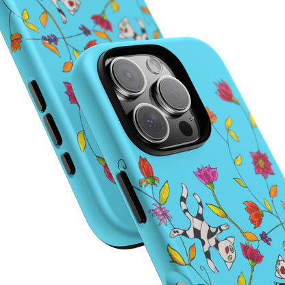 Tough Cases - iPhone - Motiv: Karierte Katzen, blau